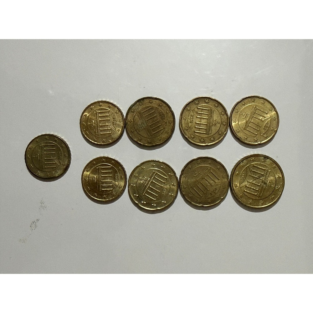 German Euro Cent Coins Set Brandenburg Gate 10 20 50 Cent 2002 2003 9pc Lot RARE
